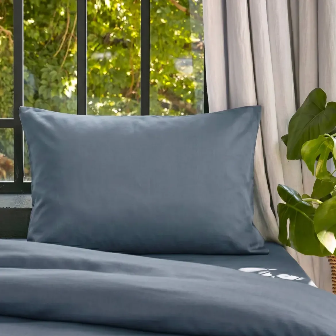 Federa per cuscino rettangolare in lyocell Tencel™ lavato (50 x 80 cm) Olivia Blu Stone