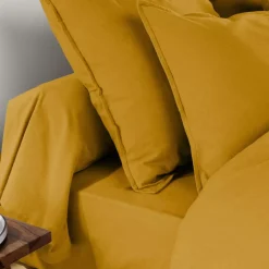Federa per cuscino rettangolare flanella di cotone (50 x 70 cm) Nina Giallo ocra