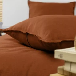 Federa per cuscino rettangolare flanella di cotone (50 x 70 cm) Nina Terracotta