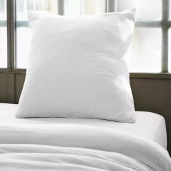 Federa quadrata garza di cotone (60 x 60 cm) Gaïa Bianco chantilly