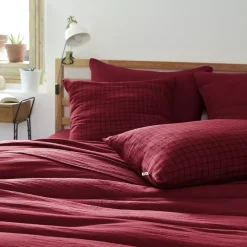 Federa quadrata garza di cotone (60 cm) Gaïa Mix Bordeaux