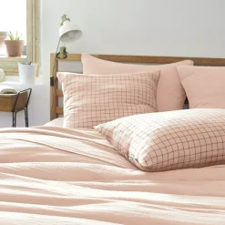Federa quadrata garza di cotone (60 x 60 cm) Gaïa Mix Rosa cipria