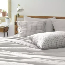 Federa quadrata garza di cotone (60 x 60 cm) Gaïa Mix Grigio nuvola