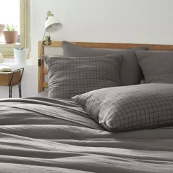 Federa quadrata garza di cotone (60 x 60 cm) Gaïa Mix Grigio granito