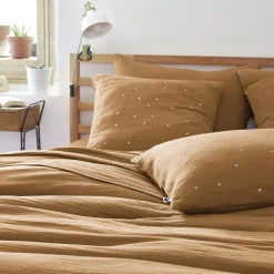 Federa quadrata garza di cotone (60 cm) Gaïa Chic Camel
