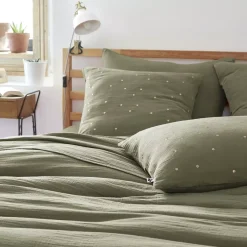 Federa quadrata garza di cotone (60 cm) Gaïa Chic Verde rosmarino