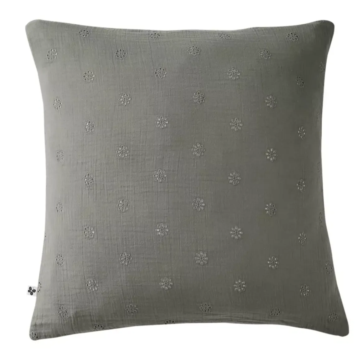 Federa quadrata garza di cotone (60 cm) Gaïa Boho Grigio granito