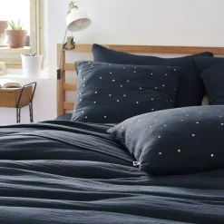 Federa quadrata garza di cotone (60 cm) Gaïa Chic Blu notte