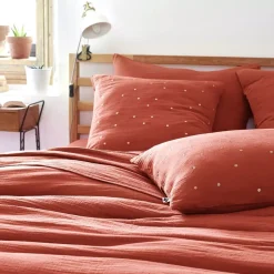 Federa quadrata garza di cotone (60 cm) Gaïa Chic Terracotta
