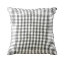 Federa quadrata in garza di cotone (80 x 80 cm) Gaïa Vichy Verde rosmarino