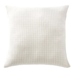 Federa Quadrata in garza di cotone (80 x 80 cm) Gaïa Vichy Beige