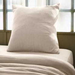 Federa quadrata in garza di cotone (80 x 80 cm) Gaïa Beige pampa