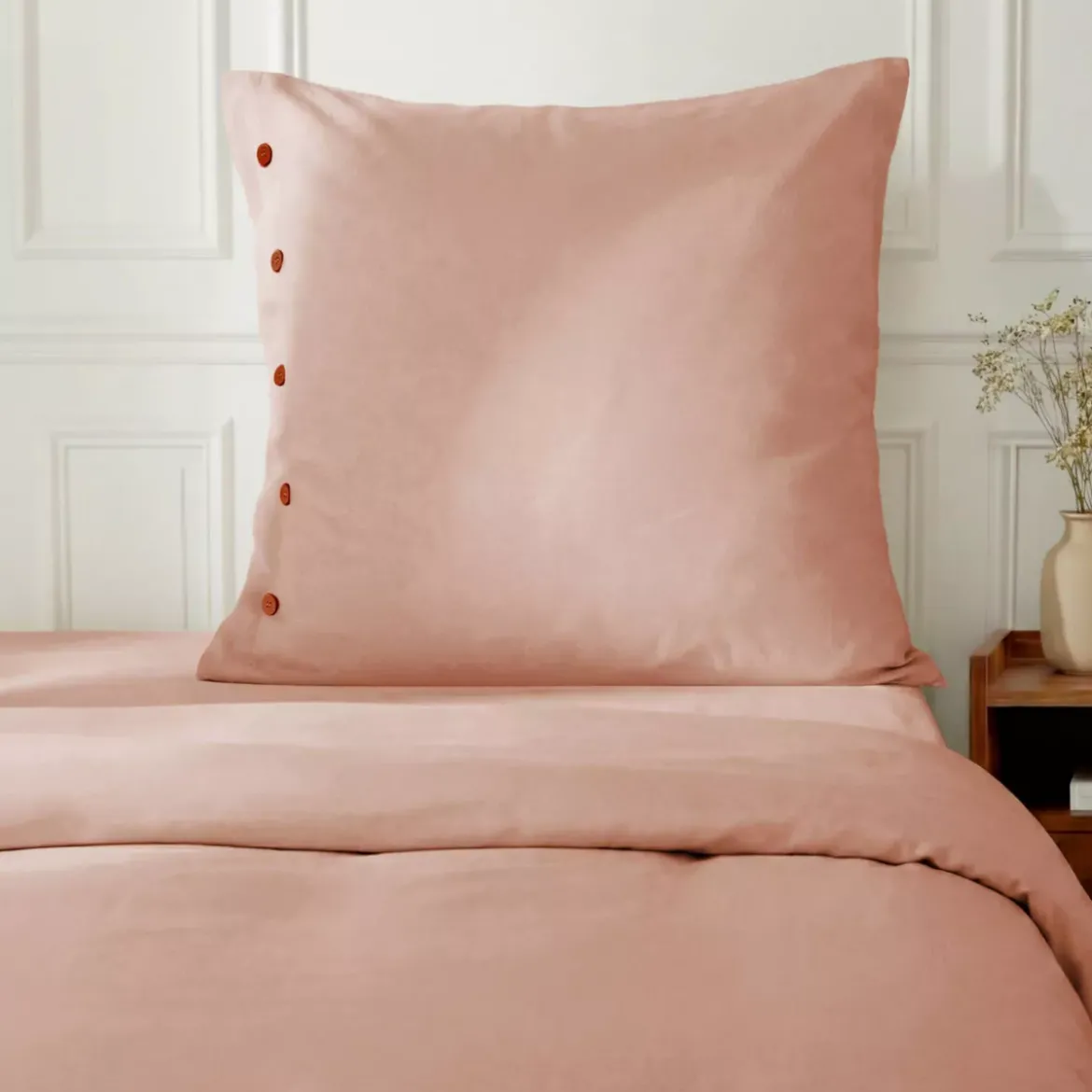 Federa quadrata in percalle di cotone (80 x 80 cm) Diane Rose Blush
