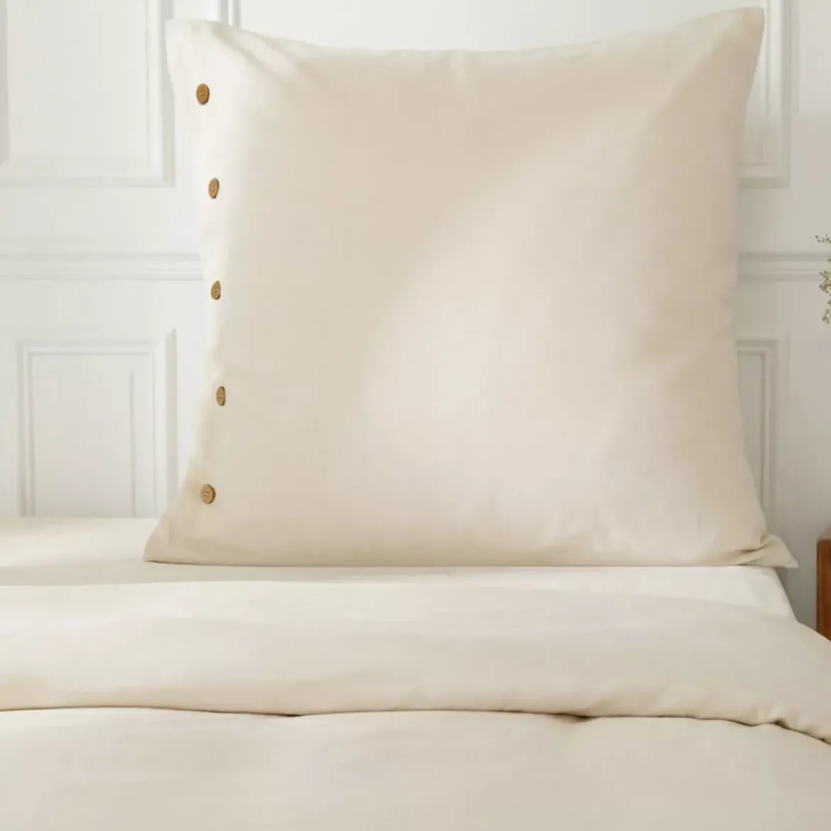 Federa quadrata in percalle di cotone (80 x 80 cm) Diane Beige