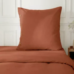 Federa quadrata in percalle di cotone (65 x 65 cm) Diane Terracotta