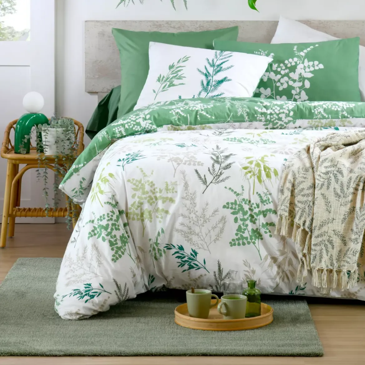 Federa quadrata in percalle (63 x 63 cm) Sylvana Verde