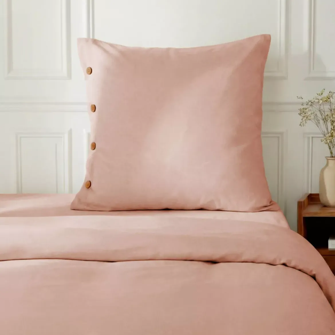 Federa quadrata in percalle di cotone (65 x 65 cm) Diane Rose Blush