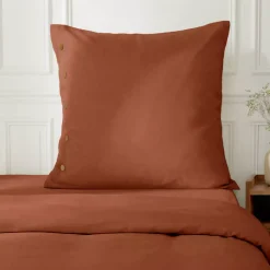 Federa quadrata in percalle di cotone (80 x 80 cm) Diane Terracotta