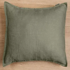 Federa quadrata lino lavato (80 cm) Louise Verde rosmarino