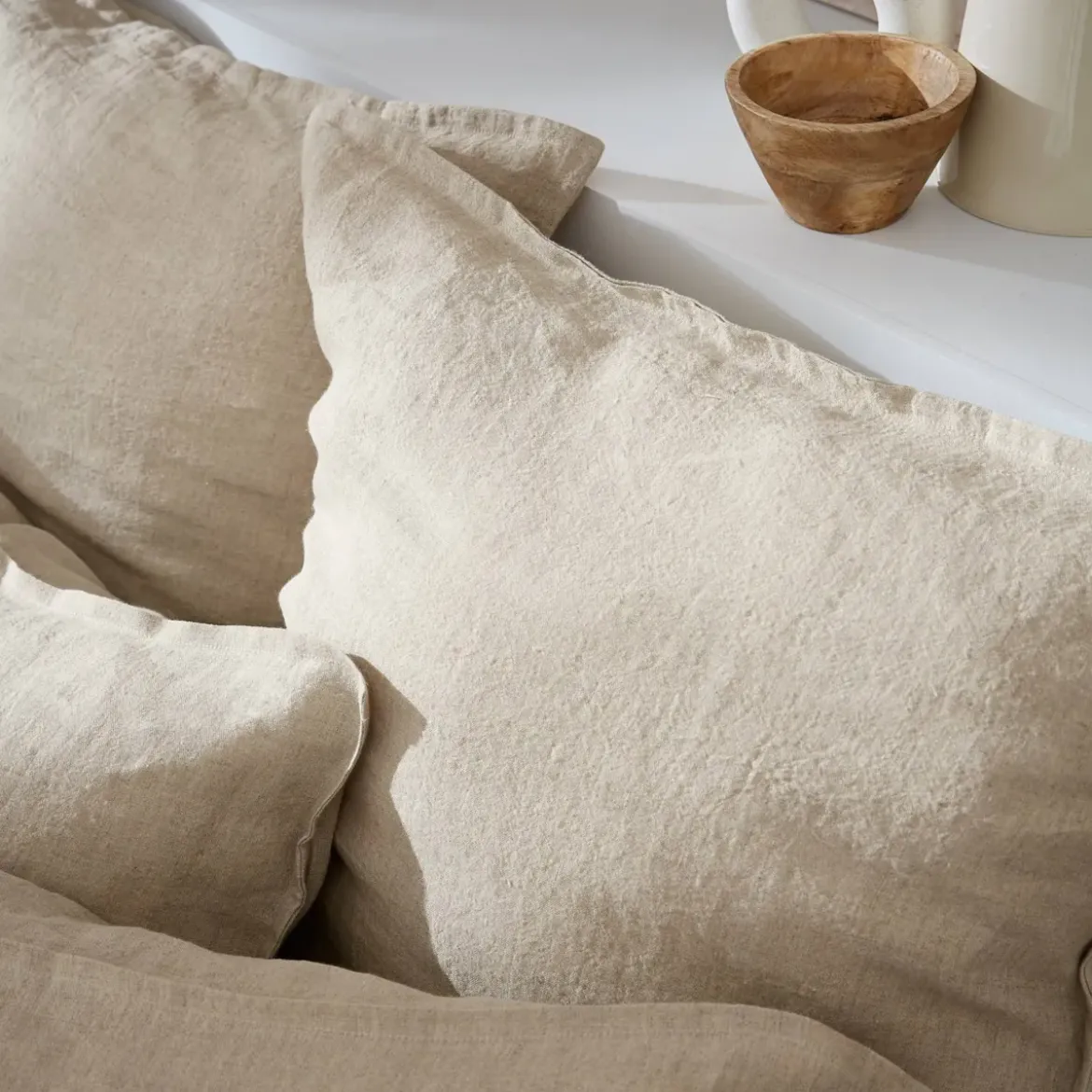 Federa quadrata lino lavato (60 cm) Louise Beige
