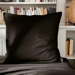 Federa quadrata percalle di cotone (65 cm) Cali Nero