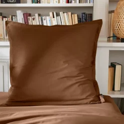 Federa quadrata percalle di cotone (65 x 65 cm) Cali Marrone cioccolato