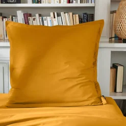 Federa quadrata percalle di cotone (65 cm) Cali Giallo senape