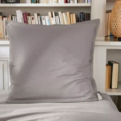 Federa quadrata percalle di cotone (65 cm) Cali Grigio chiaro