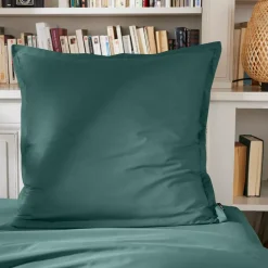 Federa quadrata percalle di cotone (65 cm) Cali Blu anatra