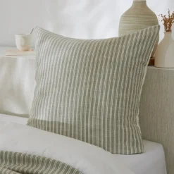 Federa quadrata reversibile in cotone testurizzato e percalle (60 x 60 cm) Alice Verde