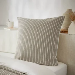 Federa quadrata reversibile in cotone testurizzato e percale (60 x 60 cm) Alice Ecru