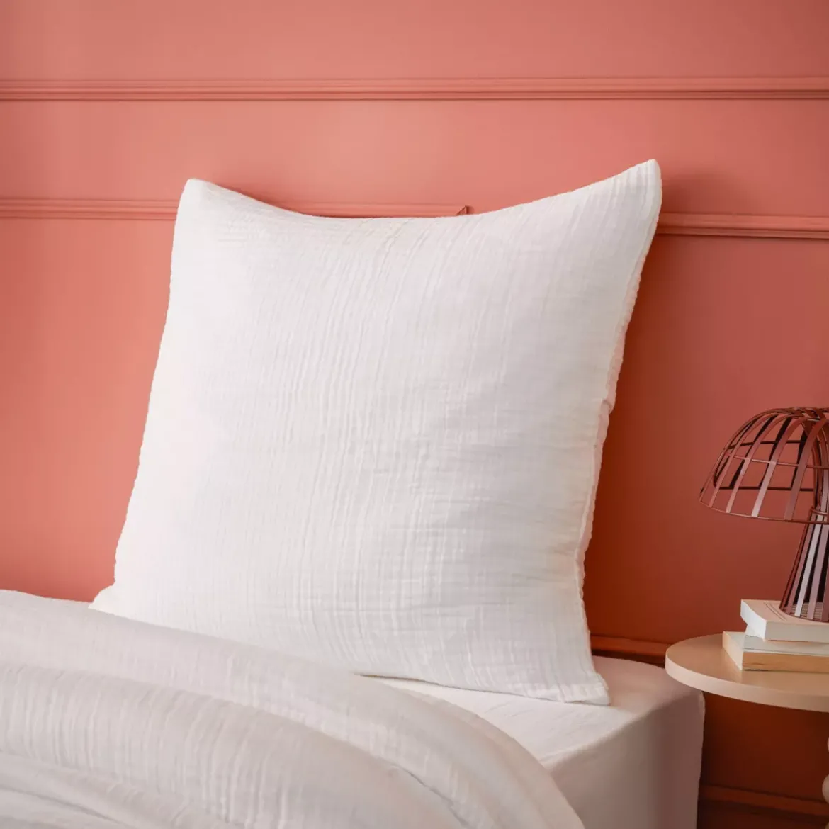 Federa quadrupla garza di cotone (60 x 60 cm) Victoria x Gaïa Bianco chantilly