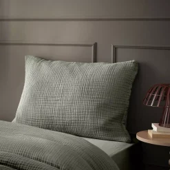 Federa quadrupla garza di cotone (50 x 80 cm) Victoria x Gaïa Verde rosmarino