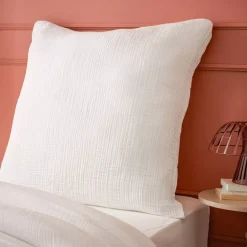 Federa quadrupla garza di cotone (80 x 80 cm) Victoria x Gaia Bianco Chantilly