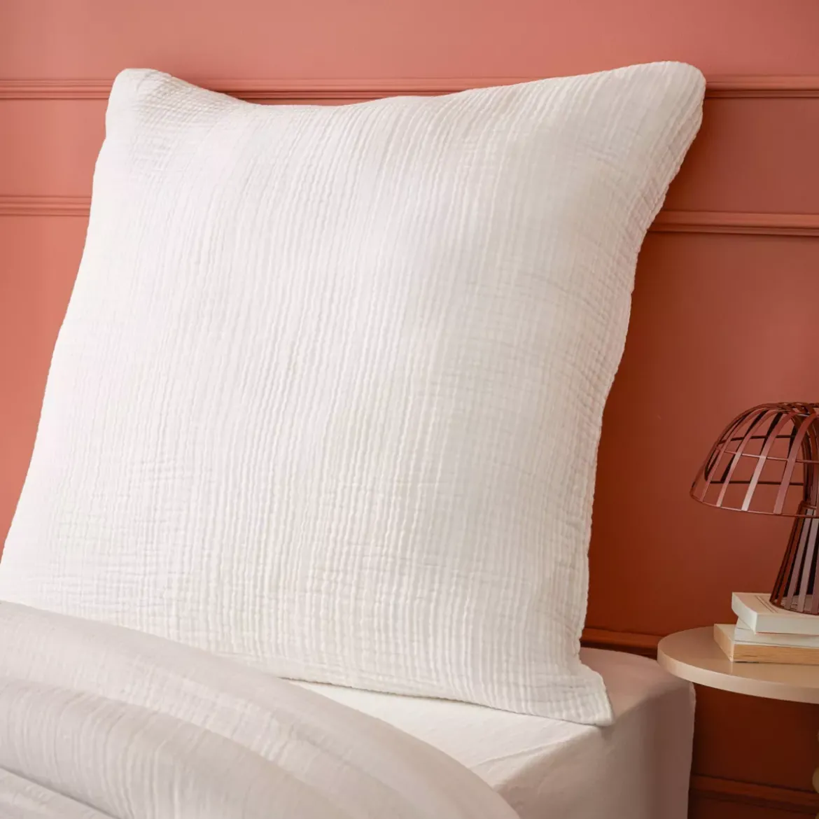 Federa quadrupla garza di cotone (80 x 80 cm) Victoria x Gaia Bianco Chantilly