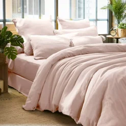 Federa rettangolare garza di cotone (L80 cm) Gaïa Rosa cipria
