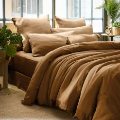 Federa rettangolare garza di cotone (L80 cm) Gaïa Camel