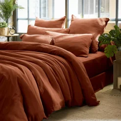 Federa rettangolare garza di cotone (L70 cm) Gaïa Terracotta