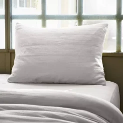 Federa rettangolare garza di cotone (L80 cm) Gaïa Grigio nuvola