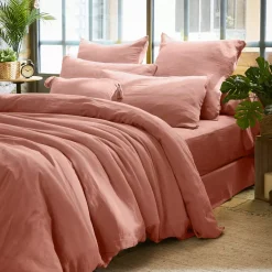 Federa rettangolare garza di cotone (L80 cm) Gaïa Rosa pesca