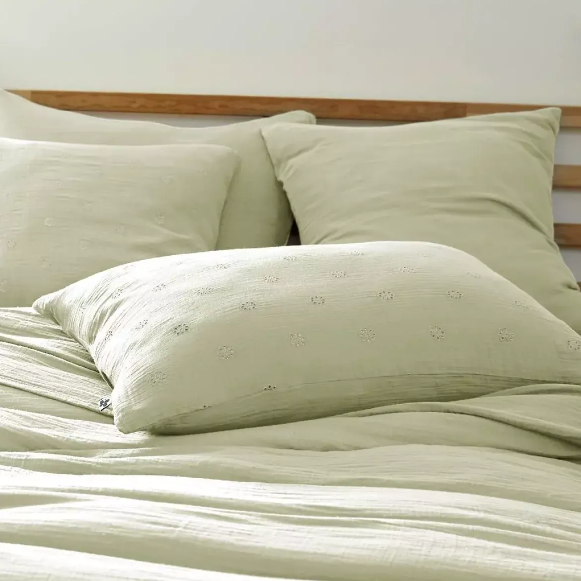 Federa rettangolare garza di cotone (50 x 70 cm) Gaïa Boho Verde tiglio
