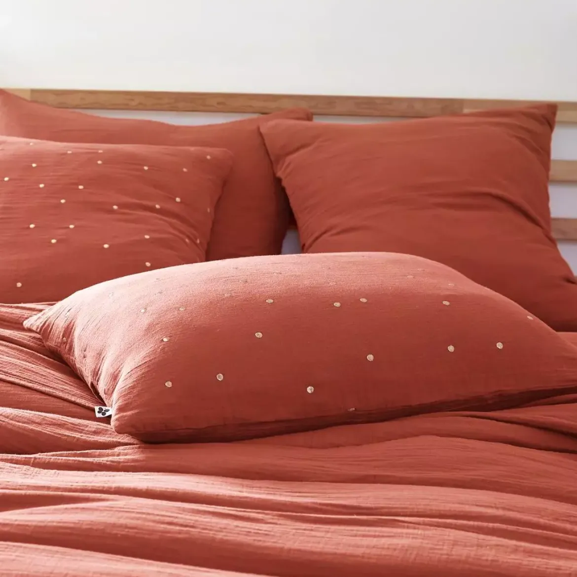 Federa rettangolare garza di cotone (70 cm) Gaïa Chic Terracotta