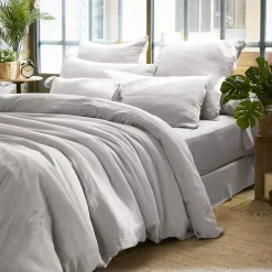 Federa rettangolare garza di cotone (L70 cm) Gaïa Grigio nuvola