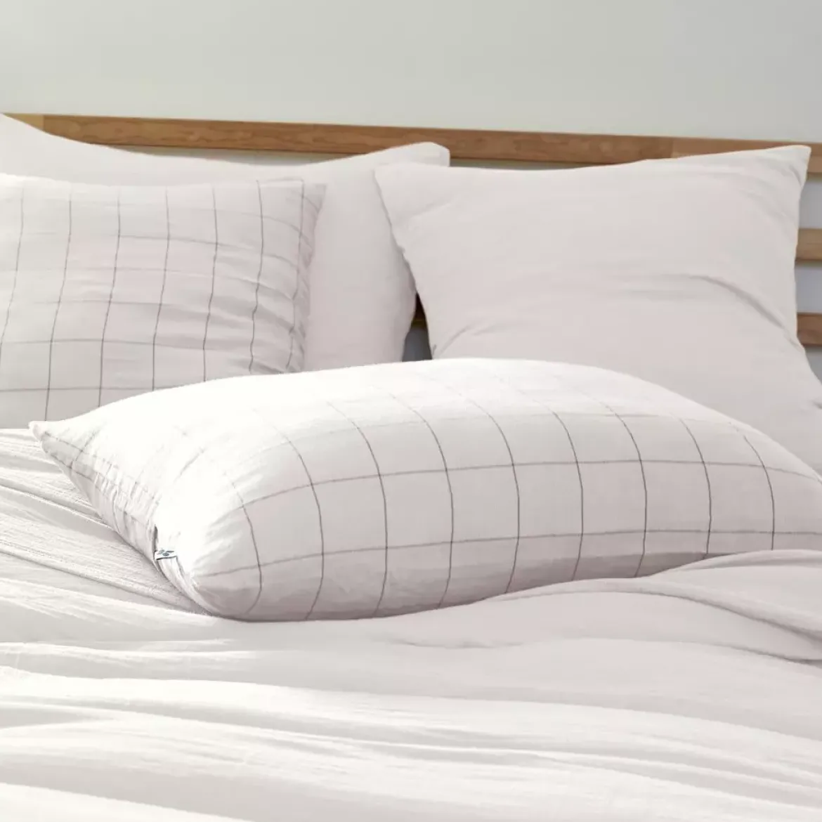 Federa rettangolare garza di cotone (70 cm) Gaïa Match Bianco chantilly