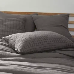 Federa rettangolare garza di cotone (70 cm) Gaïa Mix Grigio granito