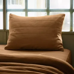 Federa rettangolare garza di cotone (L70 cm) Gaïa Camel