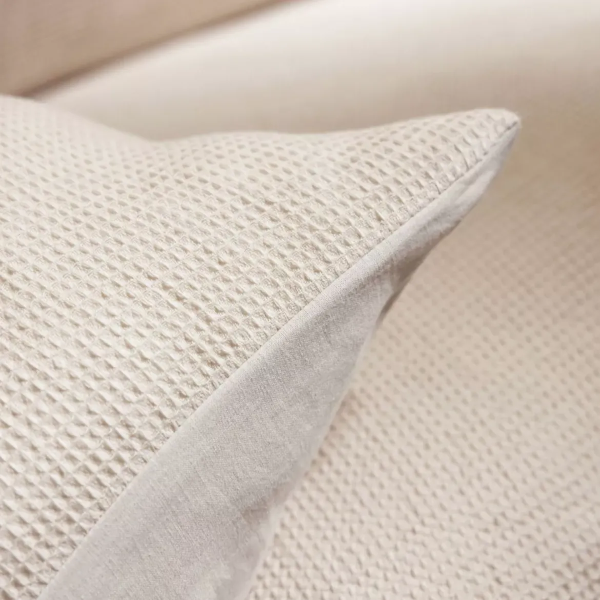 Federa rettangolare in cotone a nido d'ape (50 x 80 cm) Eva Beige