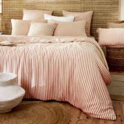 Federa rettangolare in garza di cotone (50 x 70 cm) Gaïa righe Albicocca