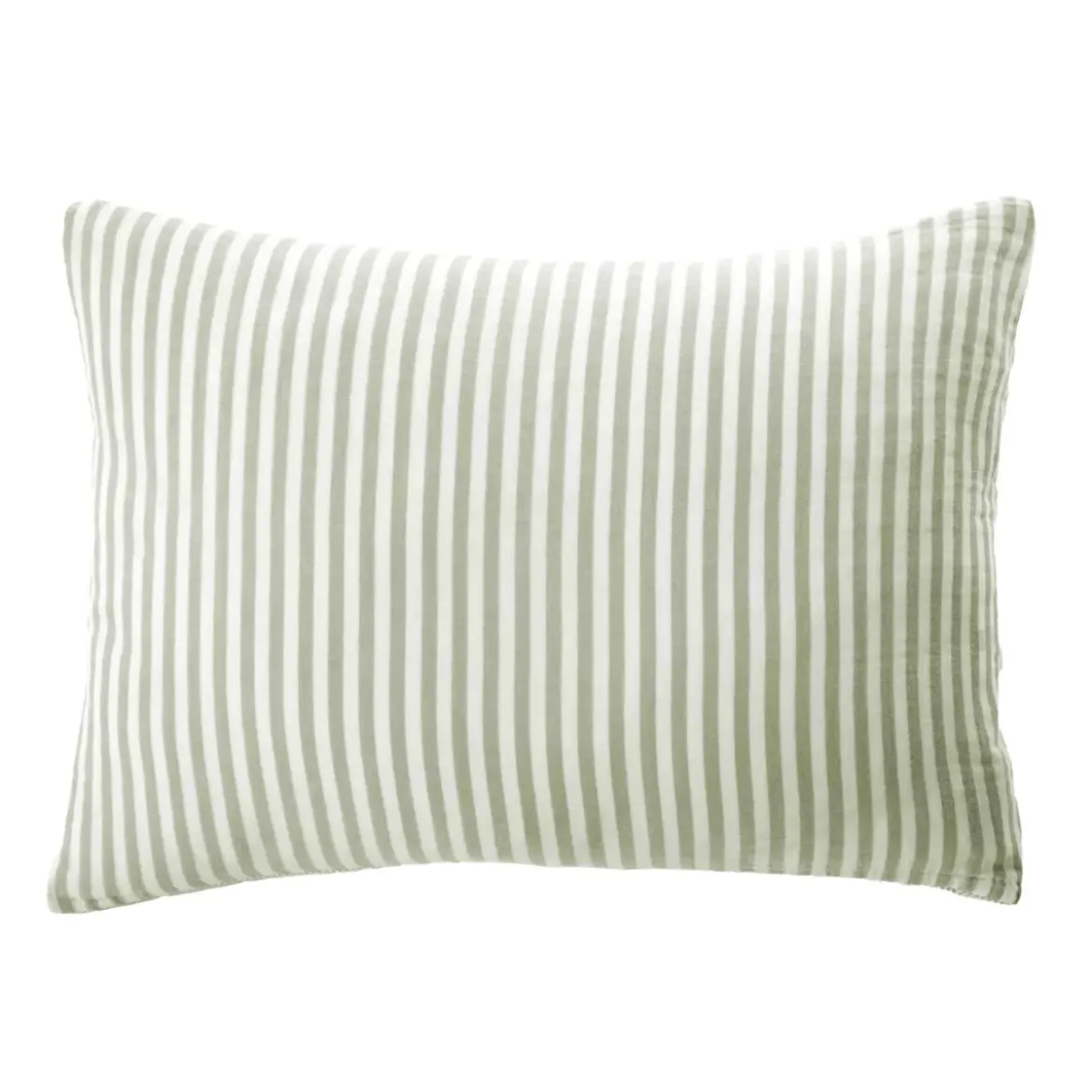 Federa rettangolare in garza di cotone (50 x 80 cm) Gaïa a righe Verde eucalipto