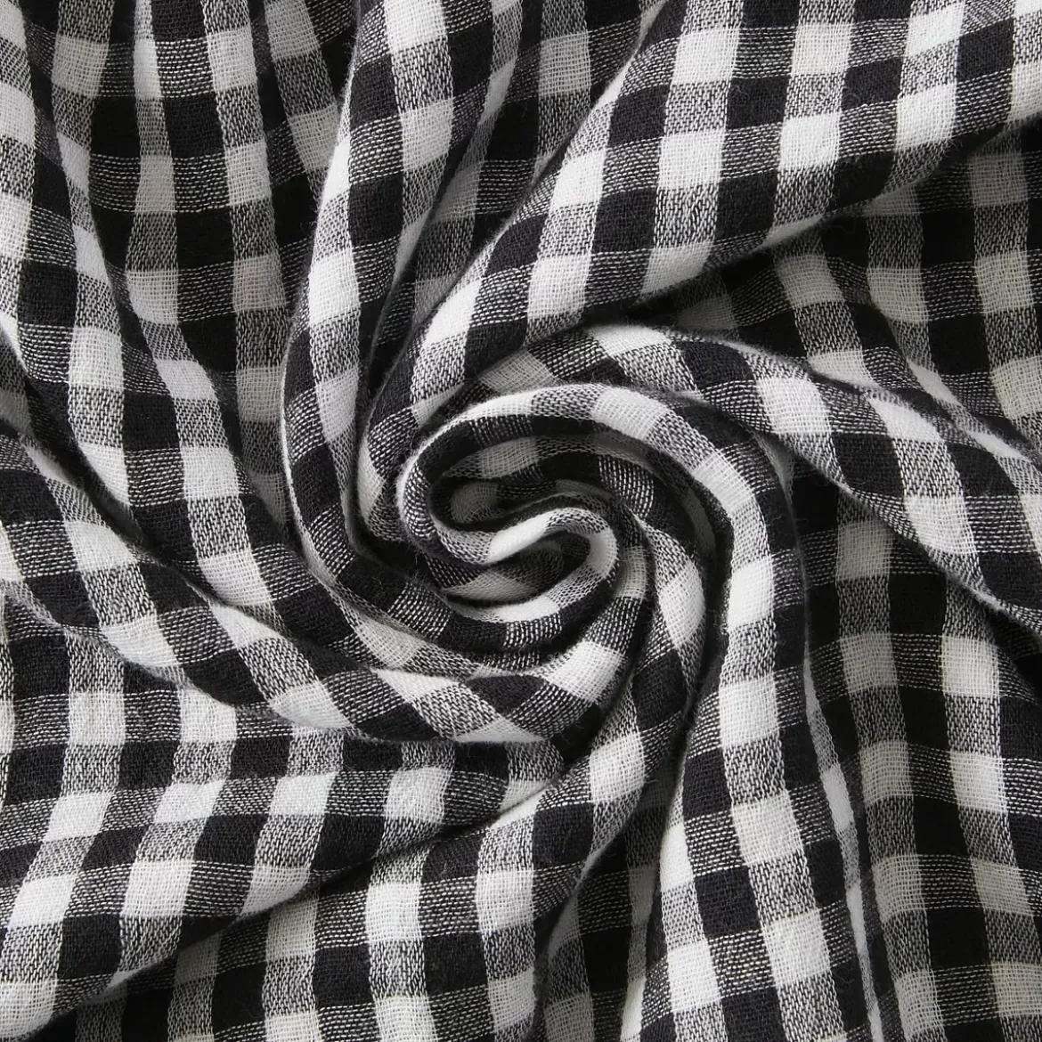 Federa Rettangolare in garza di cotone (50 x 80 cm) Gaïa Vichy Nero